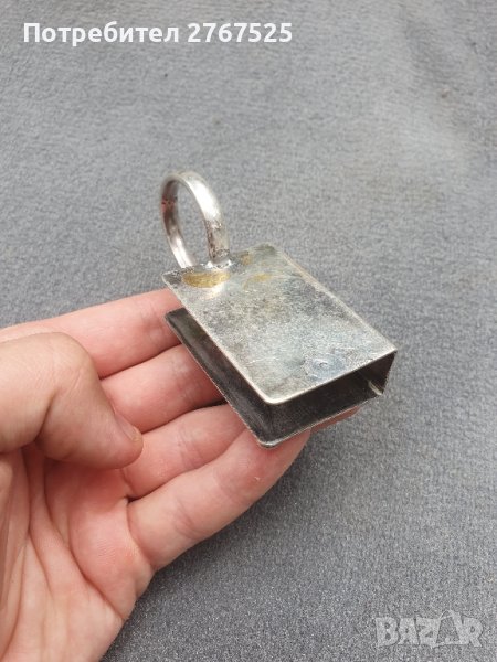 Стара 100 годишна посребрена поставка за кибрит държач кутия, снимка 1