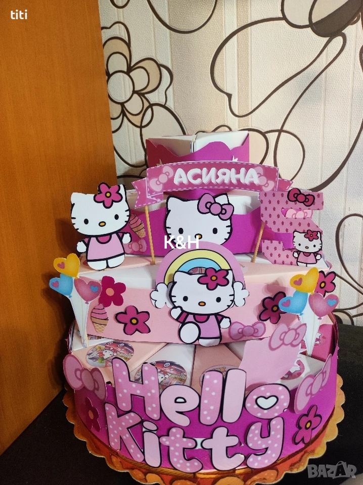 Картонена торта Хело кити , снимка 1