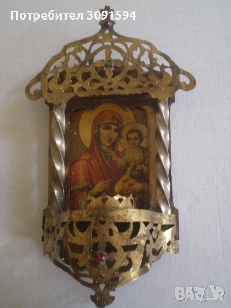 Антикварно руско домашно кандило с иконостас, снимка 1