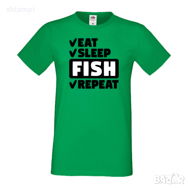Мъжка тениска Fish 1,Eat,Sleep,Fish,Anime,Repeat,Ядене,Спане,Риба,Подарък,Повторение,Празник,, снимка 1