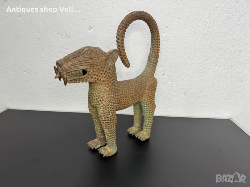 Африканско изкуство Бронзов леопард-Бенин №6644 , снимка 1