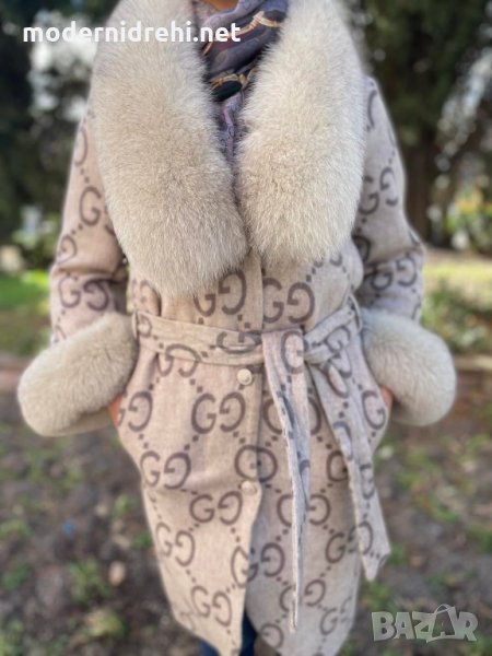 Дамско луксозно палто кашмир вълна и лисица код 234, снимка 1