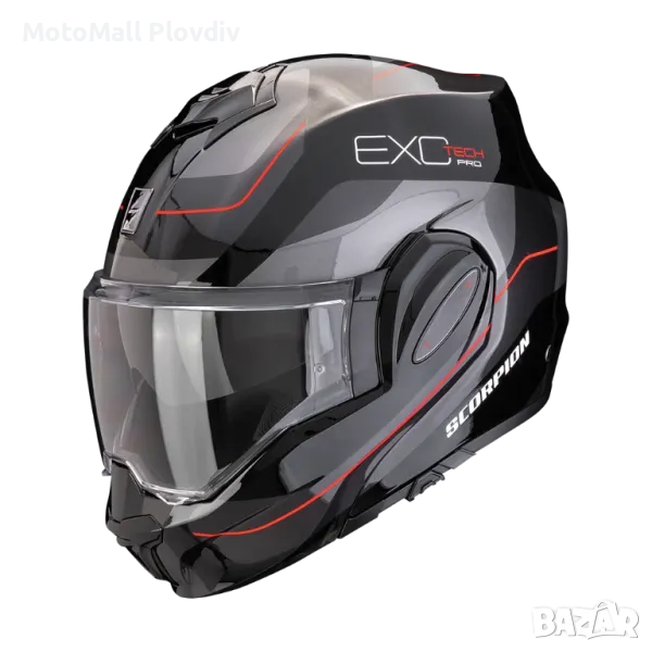 Каска SCORPION EXO-TECH EVO PRO COMMUTA Black-Silver-Red , снимка 1