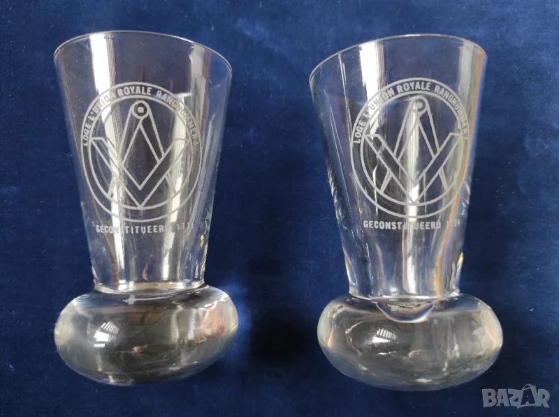 2 винтидж вносни масонски firing glass чаши, снимка 1