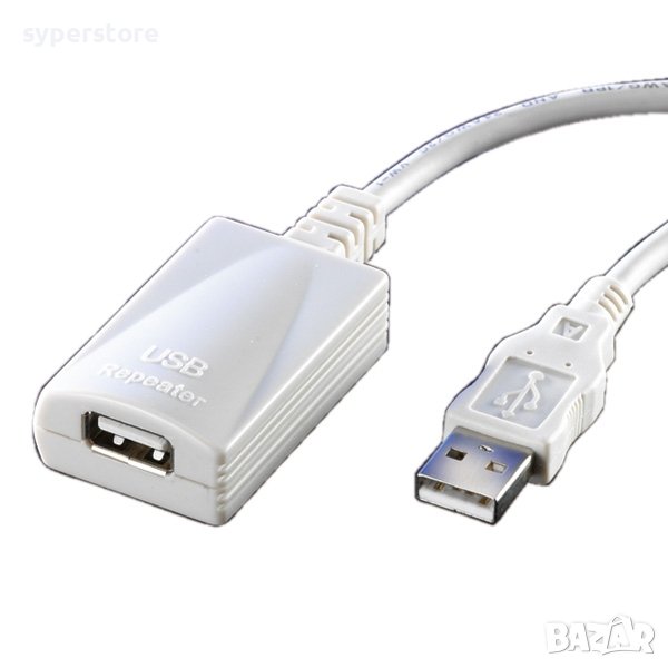 Кабел адаптер USB2.0 A-A M/F+Repeater, 5m Roline 12.99.1100 SS301233 Мъжко-Мъжко, снимка 1