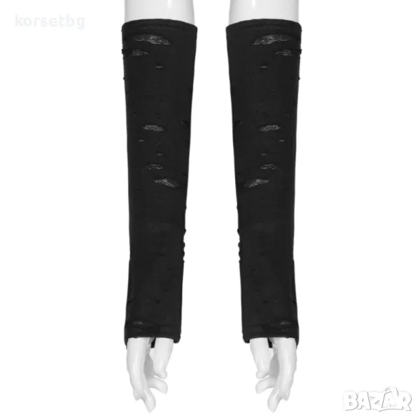 Черни ръкавици без пръсти с накъсан ефект и змийски мотив, 31 см- 9038, снимка 1