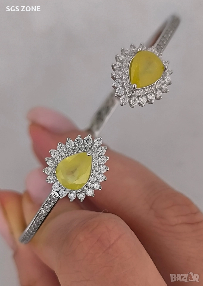 Стилна гривна от стерлингово сребро 925 с жълт сапфир, снимка 1