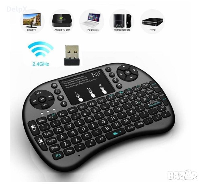 Безжична мини клавиатура, тъч пад, светеща, лаптоп, телевизор, USB, снимка 1