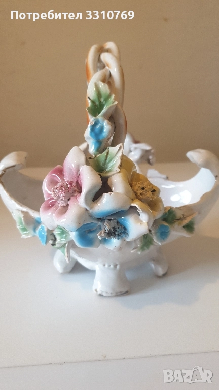 Красива италианска порцеланова кошничка бонбониера., снимка 1