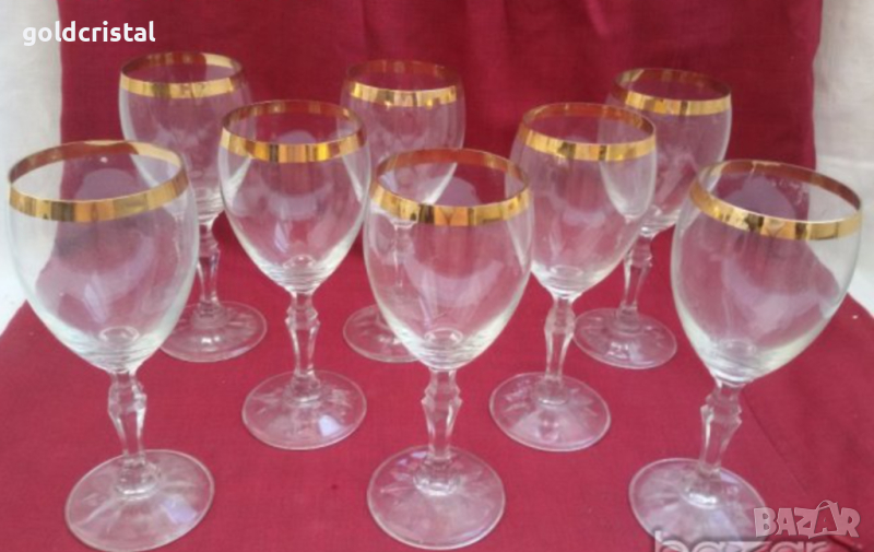 кристални чаши с златен кант , снимка 1