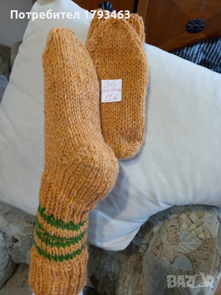 Ръчно плетени детски чорапи размер 36 от вълна, снимка 1
