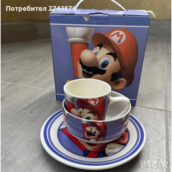 Детски порцеланов сервиз за хранене - СУПЕР МАРИО, 3 части, снимка 1