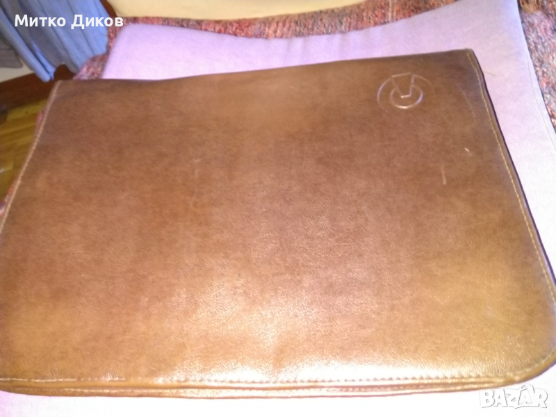 Кожена папка чанта за документи 37х27см от соца, снимка 1