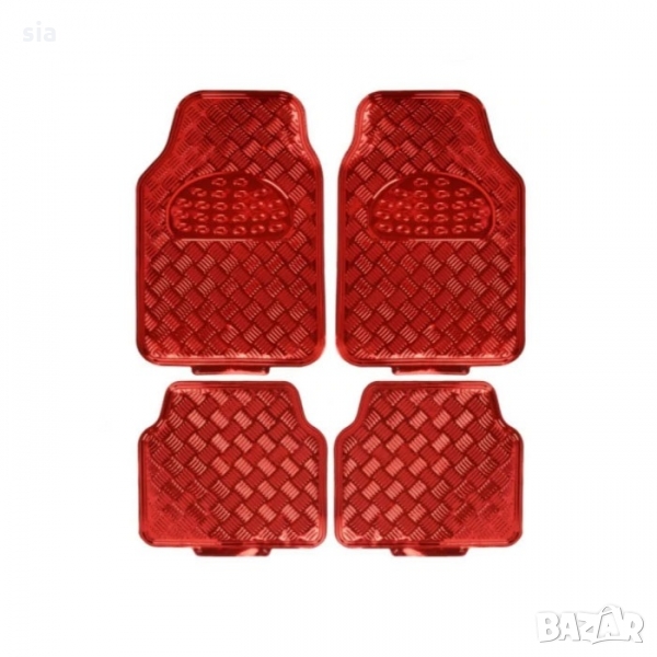 Стелки за кола, гумени с алуминиев ефект, 4бр., червен, снимка 1