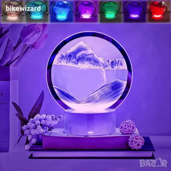 Neioaas 3D движеща се пясъчна настолна лампа с течен пясък НОВА, снимка 1