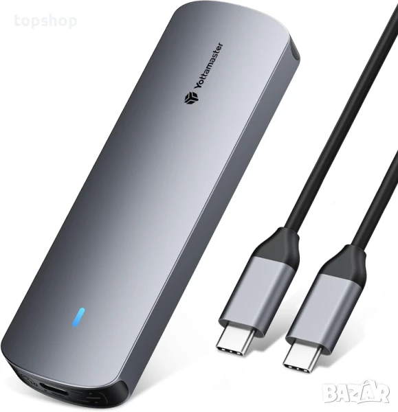 Кутия за M.2 NVMe SATA Yottamaster, USB 3.2 10Gbps SSD с USB C към C кабел за данни, съвместима със , снимка 1