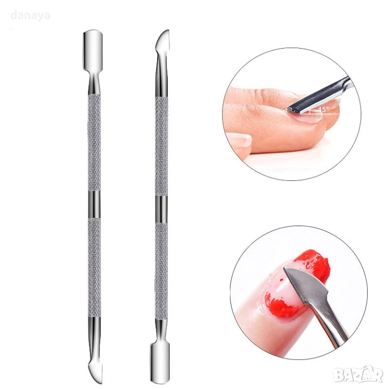 5692 Метален избутвач за кожички двустранен инструмент за маникюр, снимка 1