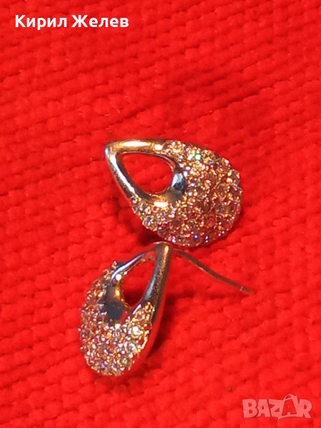 ПРЕКРАСНИ СКЪПОЦЕННИ СРЕБЪРНИ НЕЖНИ АРТ ОБЕЦИ РОДИРАНО СРЕБРО 925 с ФАСЕТИРАНИ ЦИРКОНИ 38756, снимка 1