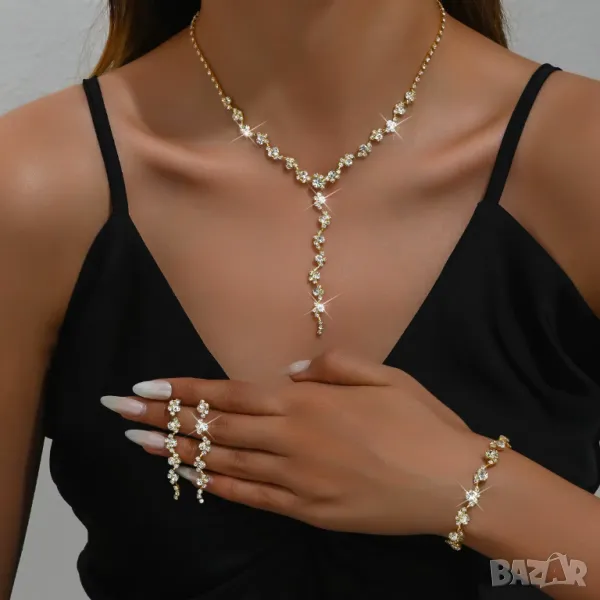 Gold Snake сватбен комплект, бал, комплект колие гривна и обеци, снимка 1