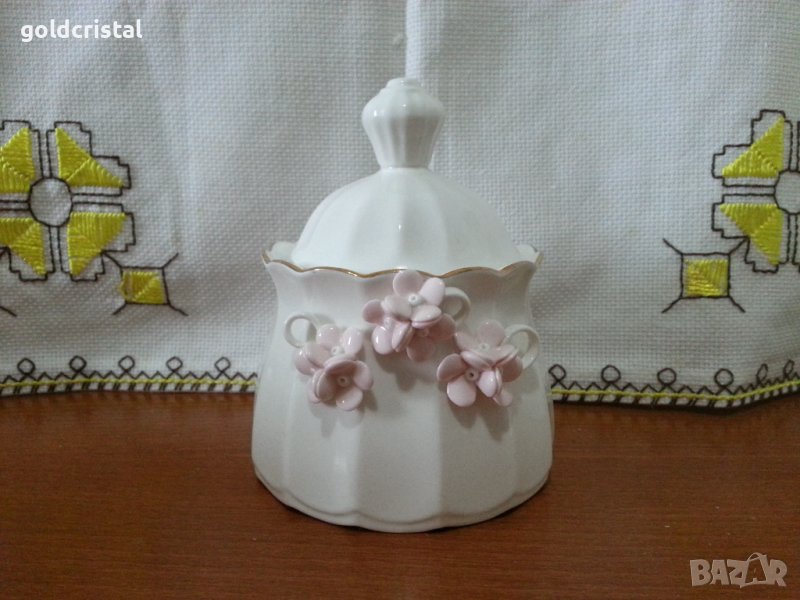 Български костен порцелан захарница, снимка 1