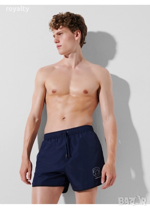 Karl Lagerfeld Оригинални Мъжки Бански, 100% Полиестер, Тъмносин, снимка 1