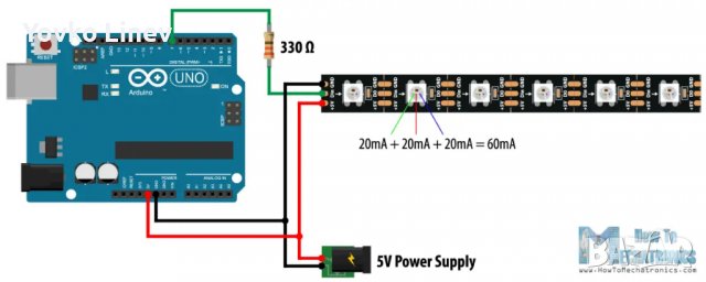 WS2812B - Адресируем RGB LED SMD 5050-PLCC4 5x5x1,6mm; 3,7-5,3V - 10 БРОЯ, снимка 4 - Друга електроника - 40160511