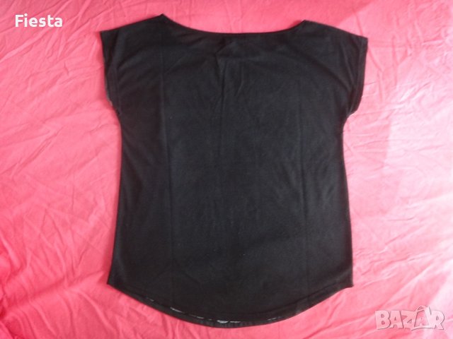 Черна тениска Mango с тигър, блуза с леопард, снимка 2 - Тениски - 41826229