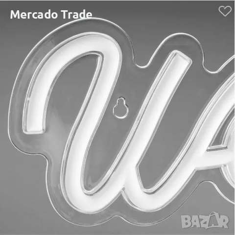 Светещ панел Mercado Trade, С бял LED неонов надпис "Welcome" , снимка 3 - Лед осветление - 56319314
