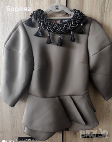 Other Theory нова блуза милитъри неопрен с колие, снимка 3 - Блузи с дълъг ръкав и пуловери - 41652915