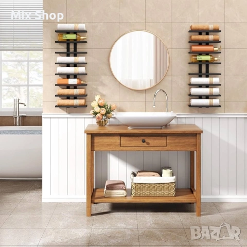 Нов Стенен стелаж за вино FAVOOSTY, комплект от 2 броя, снимка 6 - Други стоки за дома - 53654330