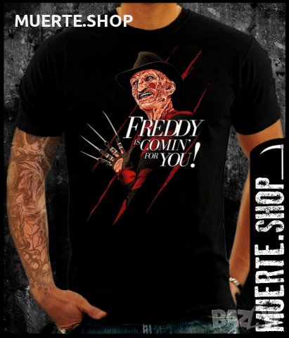Черна тениска с щампа FREDDY IS COMING