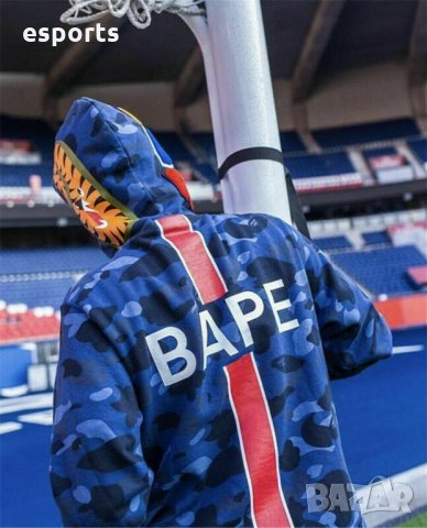 Суичър (блуза с качулка) Bape A Bathing Ape x PSG Collab Blue, снимка 7 - Суичъри - 25804028