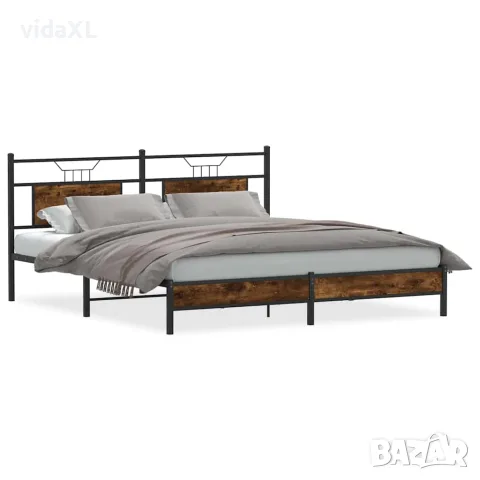 vidaXL Рамка за легло без матрак опушен дъб 183x203 см инженерно дърво