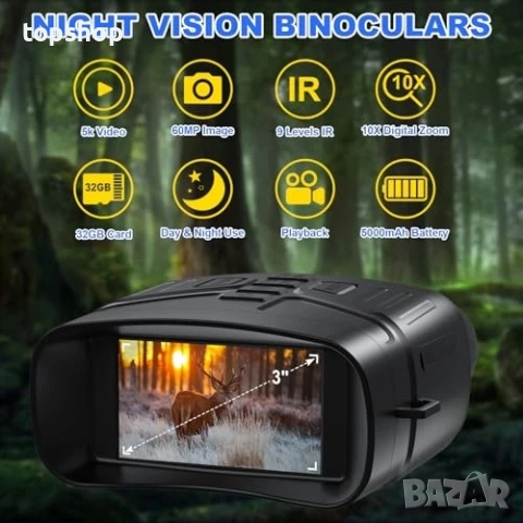 Чисто нов бинокъл за нощно виждане с инфрачервен 3" HD 5K дисплей, акумулаторен термобинокъл..., снимка 2 - Гедорета - 51637847