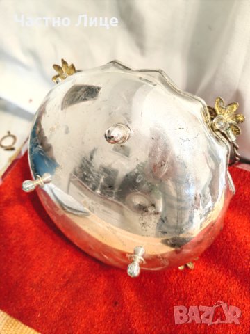 Старинна Бронзова Посребрена Фруктиера Кошница, снимка 3 - Антикварни и старинни предмети - 41888321