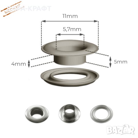 Капси с шайби за дрехи, чанти, кожа, винил - Месинг - 30бр, снимка 5 - Други - 42231144