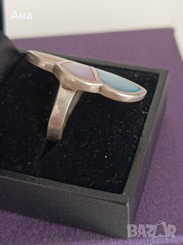  Красив сребърен пръстен със седеф 1НS, снимка 8 - Пръстени - 44389294