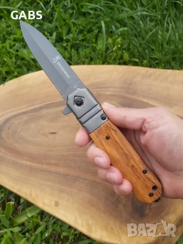 Сгъваем джобен нож Browning с дървена дръжка DA343, снимка 3 - Ножове - 50066401