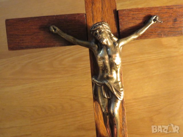 Стар кръст разпятие Христово, Исус Христос 35 х 19 см, снимка 3 - Антикварни и старинни предмети - 34746638