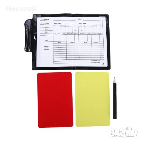 Картони за футболни съдии , тефтер , червен жълт картон , молив  за съдия , футбол , снимка 4 - Футбол - 42367271