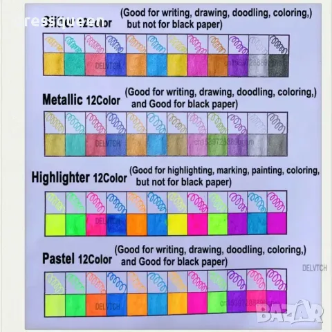 6107-48  Комплект от 48 многоцветни гел химикалки 1.0 мм, снимка 3 - Други - 48882531