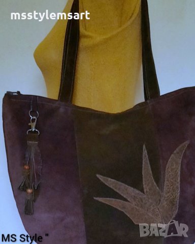 Дамска чанта от естествена кожа! Ръчна изработка!, снимка 1 - Чанти - 34810084