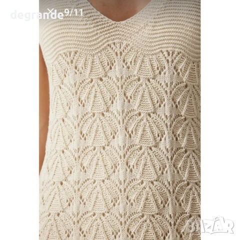 Бежова лятна плетена рокля 100% памук, снимка 3 - Рокли - 51438531