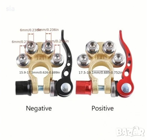 Клеми за акумулатор+ конектори, Универсални месингови скоби, снимка 5 - Аксесоари и консумативи - 51417052