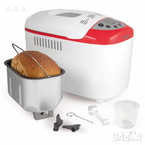 Хлебопекарна две бъркалки, бял-червен 800W, снимка 4 - Хлебопекарни - 52943170