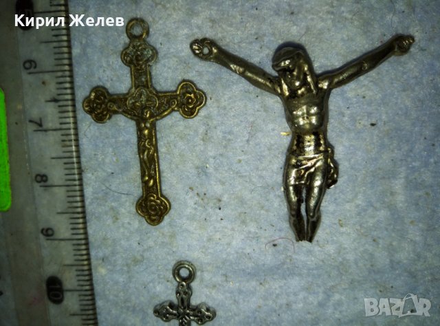 ЛОТ ТРИ СТАРИ МЕТАЛНИ КРЪСТЧЕТА РАЗПЯТИЕ 39223, снимка 10 - Колиета, медальони, синджири - 42091078