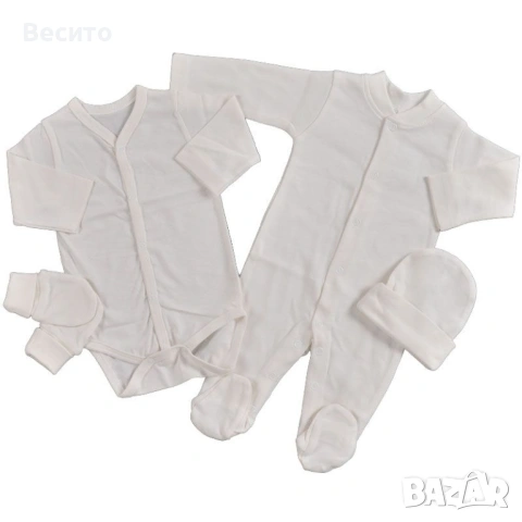 Плътен и мек плюшен бебешки комплект Bear в светлосив меланж и в жълто( 6 части ), снимка 2 - Комплекти за бебе - 53403347