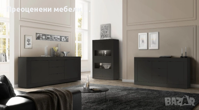 Шкаф Basic с витрина, снимка 2 - Шкафове - 53048576