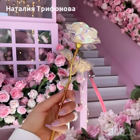 Роза в цветовете на дъгата – изискан подарък за любов и благодарност, снимка 5 - Подаръци за жени - 52878125