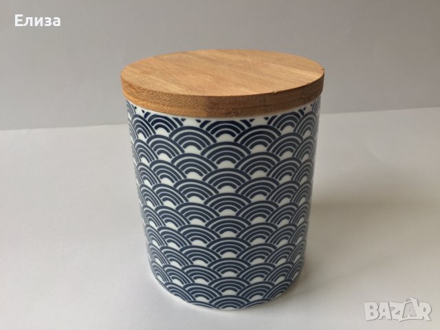 Кутия за чай от порцелан с бамбуков капак, снимка 4 - Кутии за съхранение - 40954000